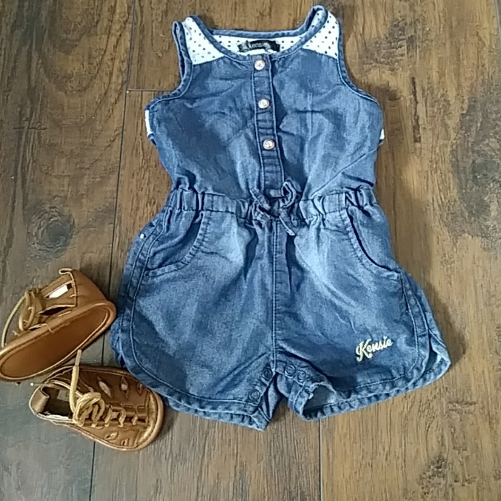 Girls Denim colored Shorts Romper 6 to 9 months